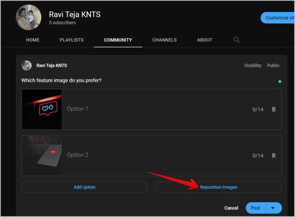 如何使用 YouTube 上的圖像建立社群民意調查