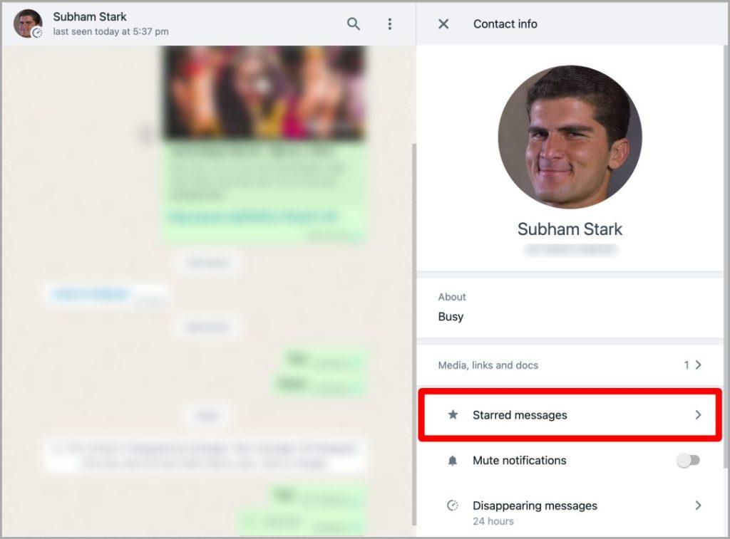 WhatsApp 網頁版和行動版上我加星號的訊息在哪裡