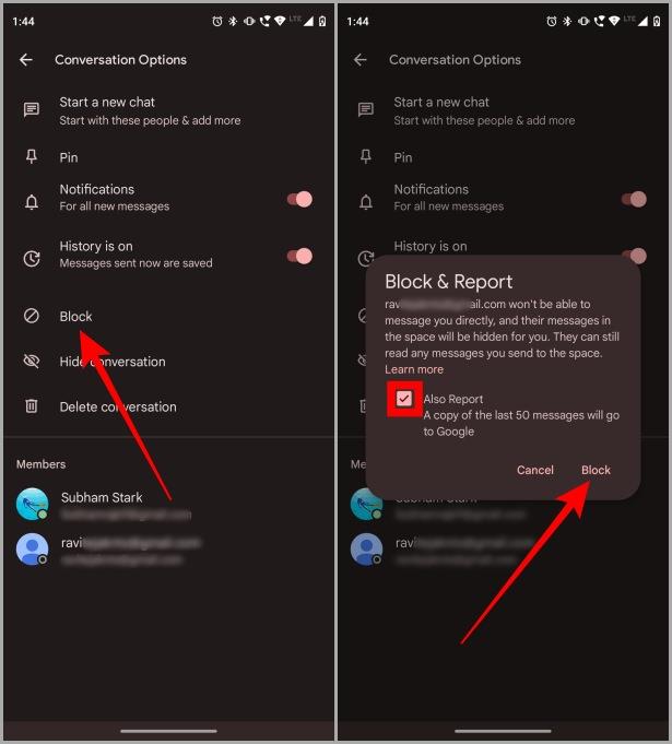 如何在網路和行動裝置上封鎖、舉報和取消封鎖 Google Chat 中的某人