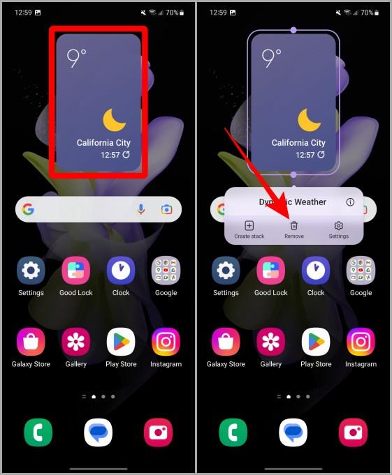 如何管理三星 Galaxy 手機主螢幕上的天氣小工具