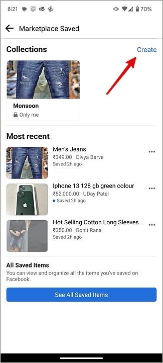 如何查看 Facebook Marketplace 上保存的項目