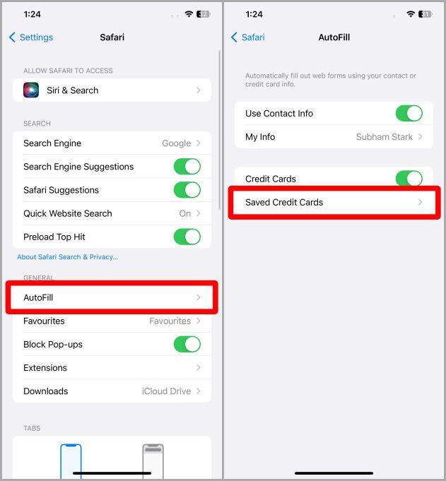 如何在 iPhone 上的 Safari 瀏覽器中新增、刪除和更新信用卡