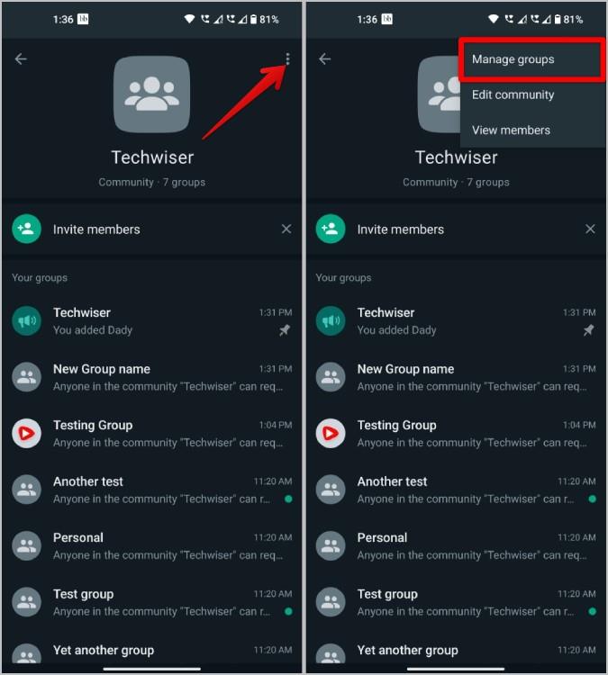 如何在 WhatsApp 社群中新增或刪除群組