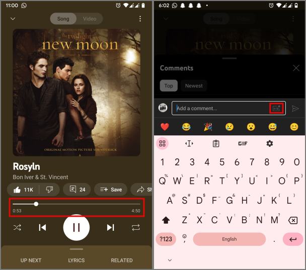 如何評論行動裝置上 YouTube Music 中的歌曲和視頻
