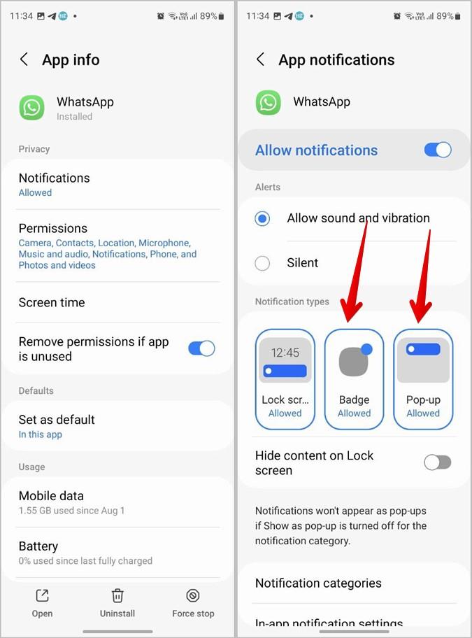 如何在鎖定畫面和主畫面上取得 WhatsApp 通知