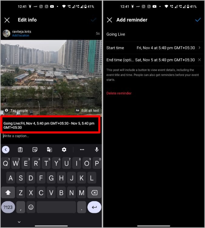 如何在 Instagram 貼文和故事中加入提醒
