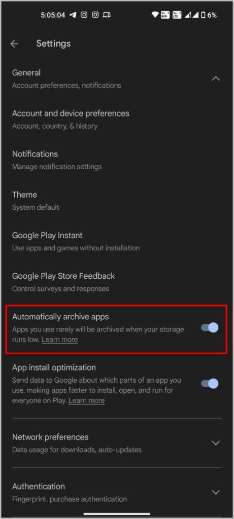 如何在 Android 上自動存檔應用程式以節省空間