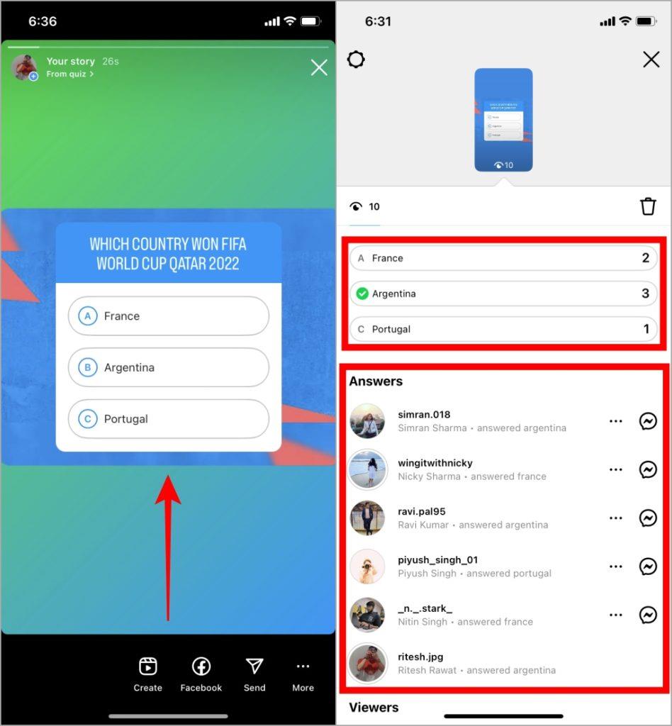 如何為 Instagram 快拍加入測驗