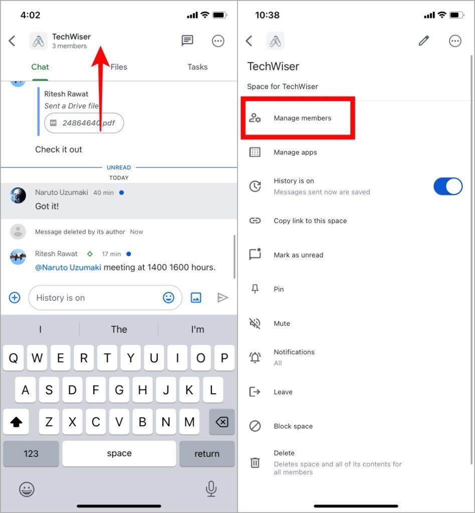 如何在行動裝置上的 Google Chat 中建立空間