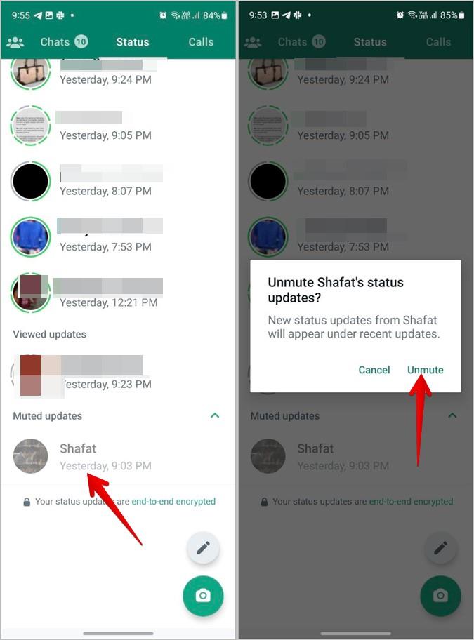 如何在 WhatsApp 上取消聊天、狀態、通話靜音