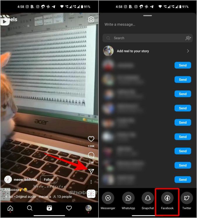 如何在 Facebook、頁面、群組和 Messenger 上分享 Instagram Reels