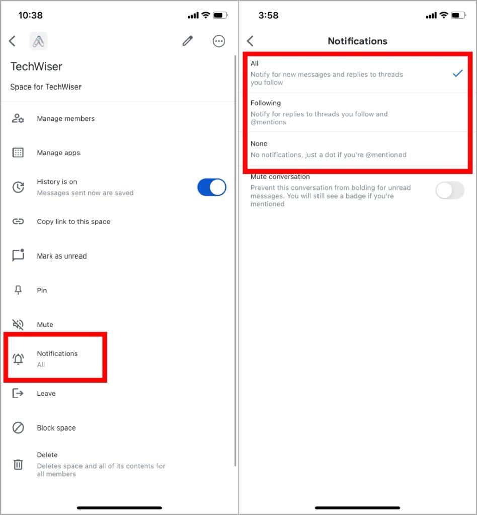 如何在行動裝置上的 Google Chat 中建立空間