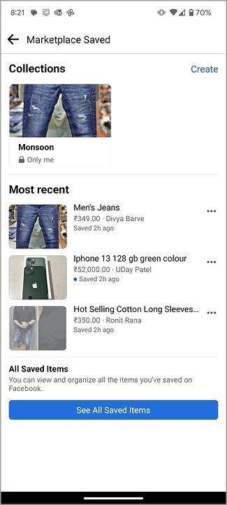 如何查看 Facebook Marketplace 上保存的項目