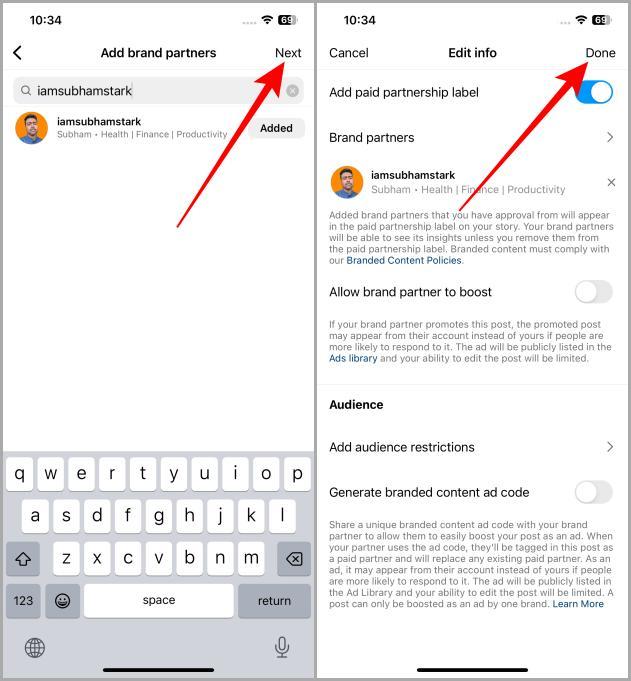 如何在 Instagram 貼文、捲軸和故事上添加付費合作夥伴標籤