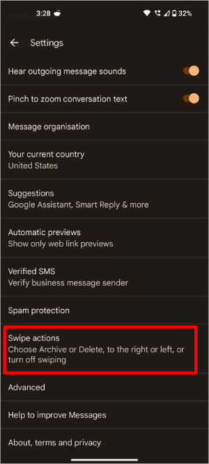 如何在 Google Messages 上設定滑動手勢