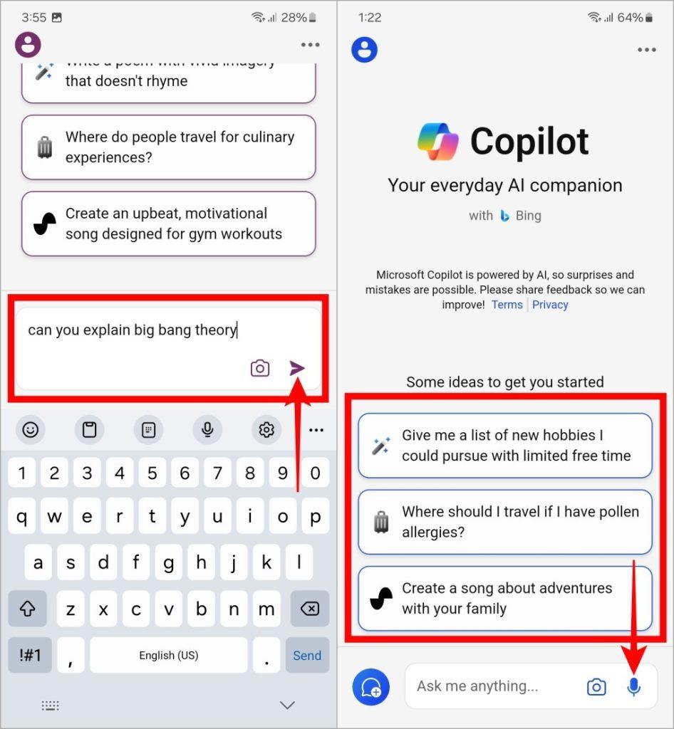 如何在行動裝置上使用 Microsoft Copilot