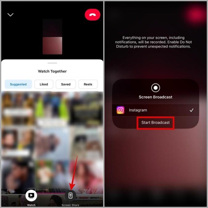 如何在 Instagram 視訊通話中分享螢幕