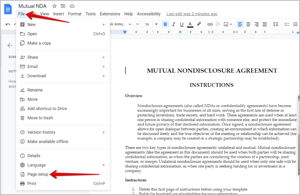如何在桌面和行動裝置上的 Google 文件上製作無頁文檔