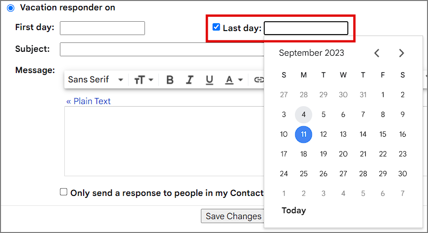 如何在 Gmail 中使用假期回覆器