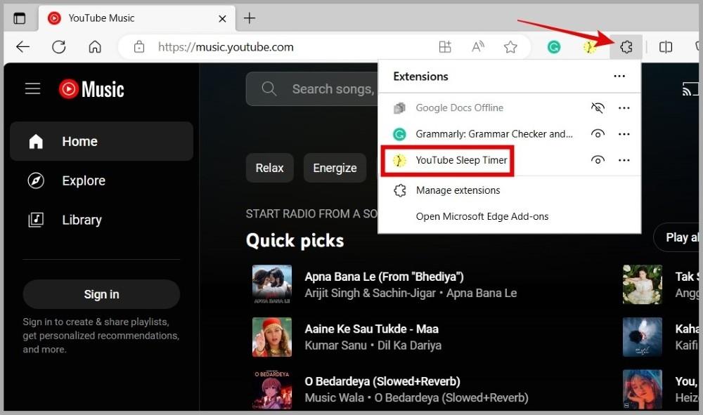 如何在 YouTube Music 中設定睡眠定時器