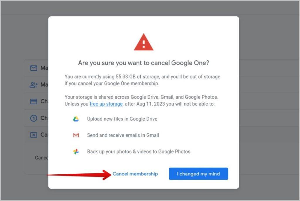 取消 Google One 訂閱後會發生什麼