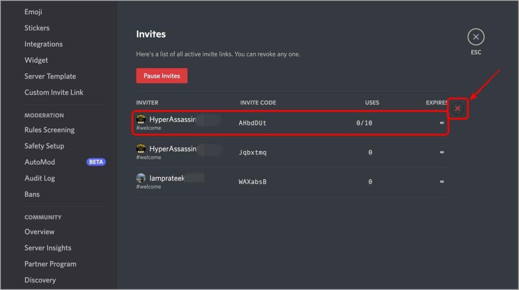 如何在 Discord 上暫停和停用邀請鏈接