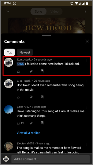 如何評論行動裝置上 YouTube Music 中的歌曲和視頻