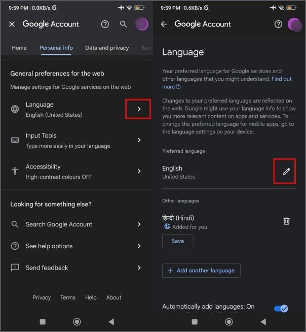 如何變更 Google 帳戶中的語言