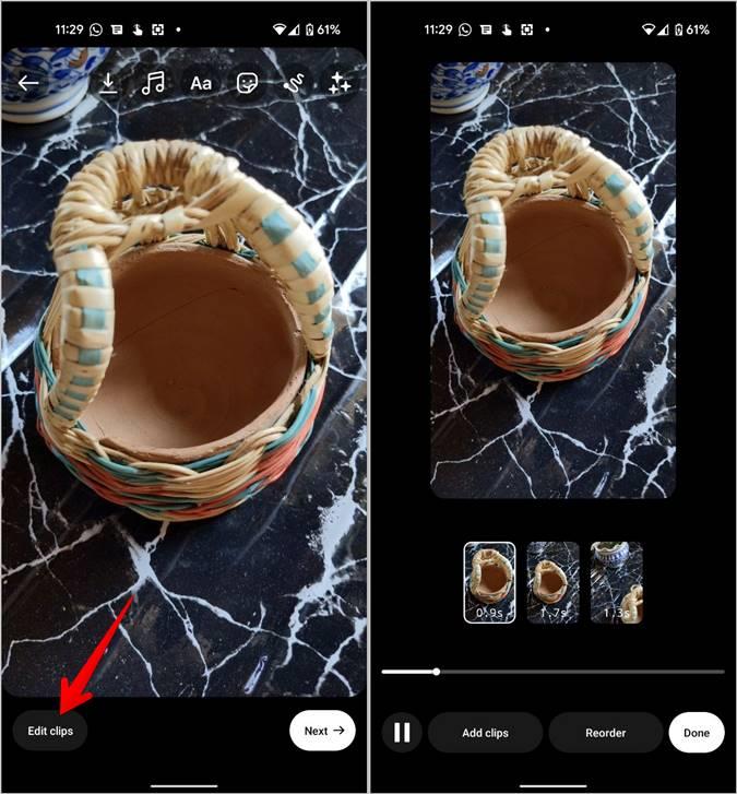 How to Edit Clips in Instagram Reels
