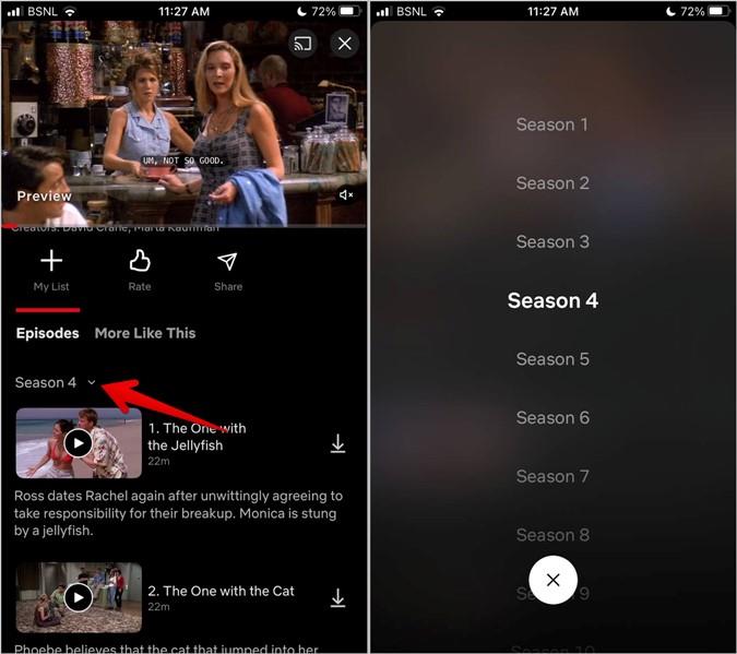如何更改 Netflix 上的季節或劇集