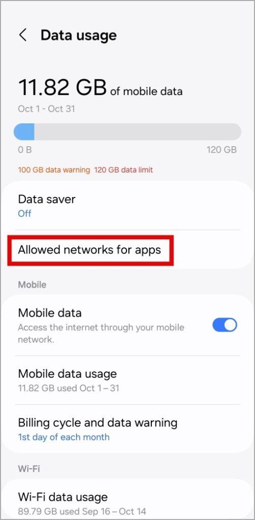 如何關閉 Samsung Galaxy 手機上某些應用程式的行動數據或 Wi-Fi 訪問
