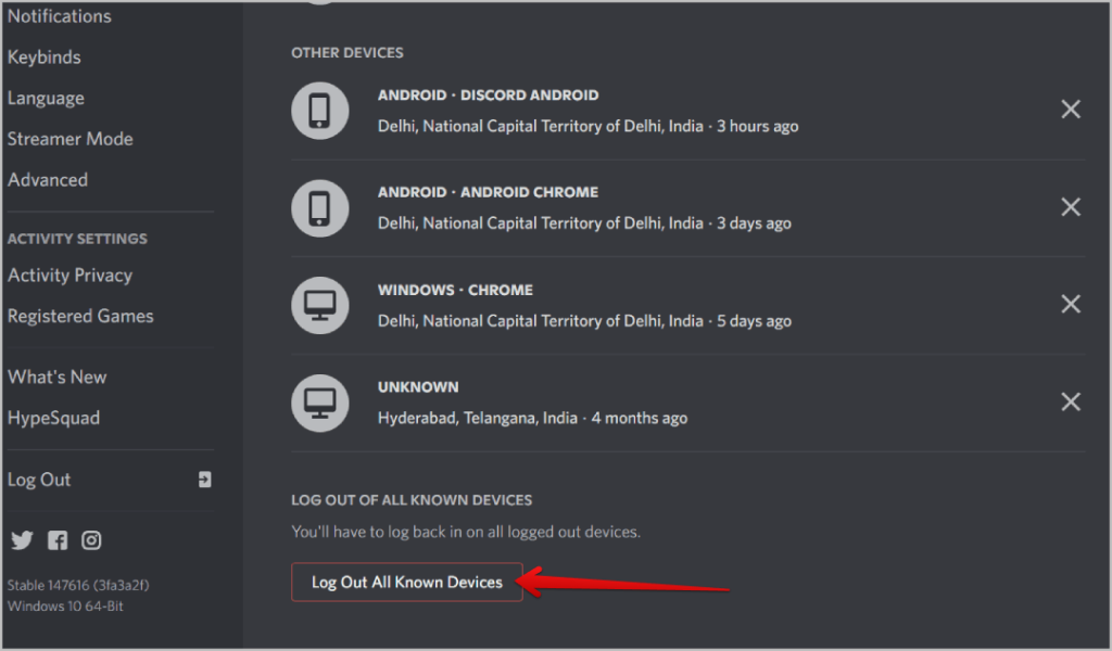如何檢查我的 Discord 帳號登入位置
