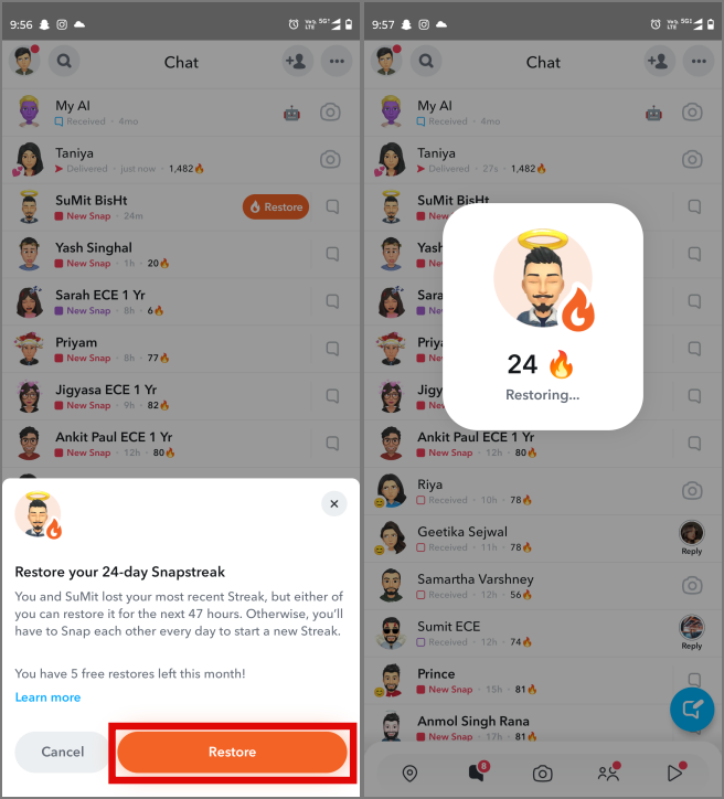 如何在 Snapchat 上恢復 Snapstreaks