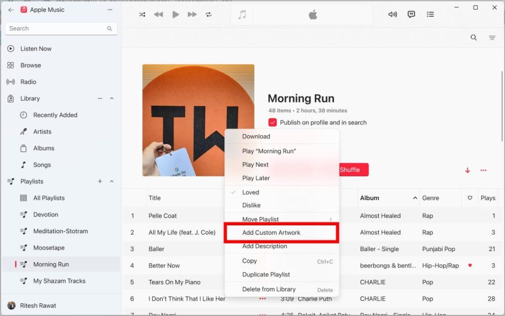 如何更改 Apple Music 上的播放清單封面
