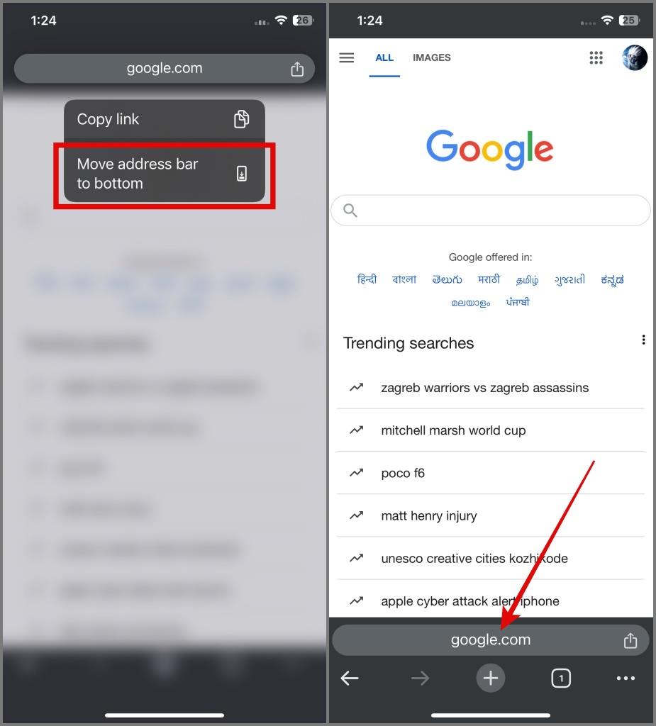 將 Chrome 網址列移至 iPhone 底部的 2 種方法