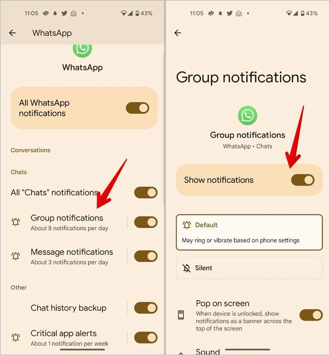 如何在鎖定畫面和主畫面上取得 WhatsApp 通知