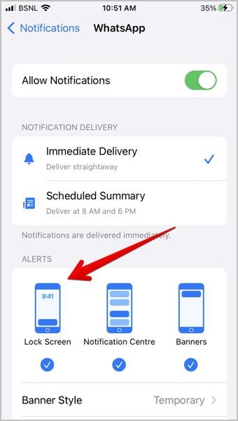 如何在鎖定畫面和主畫面上取得 WhatsApp 通知