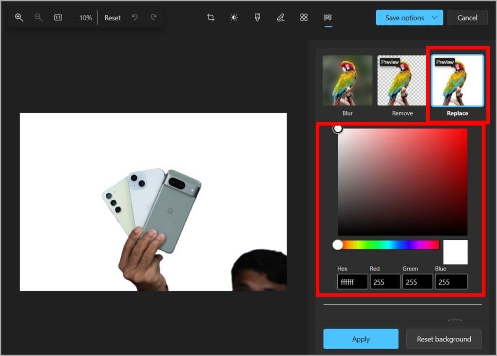 如何在 Windows 照片應用程式中使背景透明