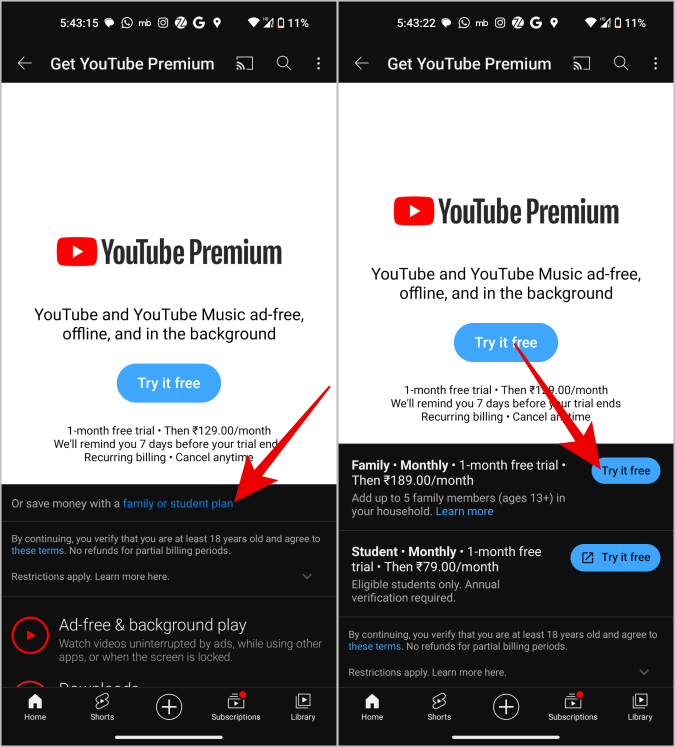 如何設定 YouTube Premium 家庭計劃