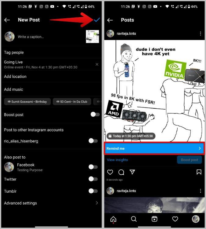 如何在 Instagram 貼文和故事中加入提醒