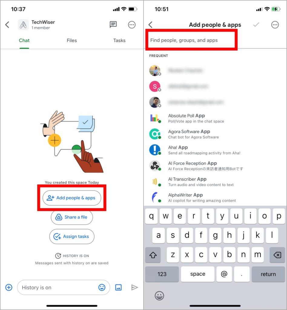 如何在行動裝置上的 Google Chat 中建立空間