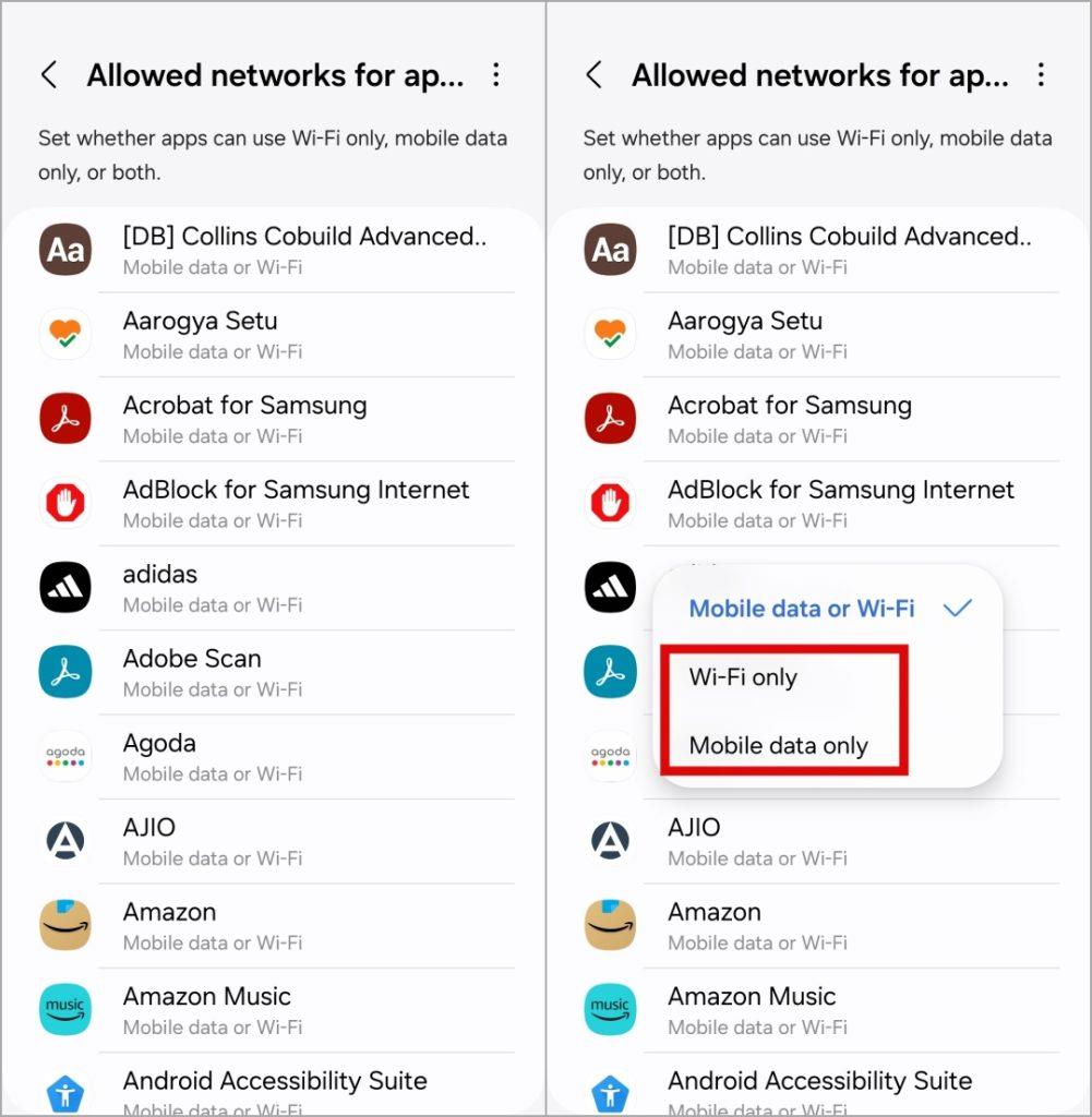 如何關閉 Samsung Galaxy 手機上某些應用程式的行動數據或 Wi-Fi 訪問