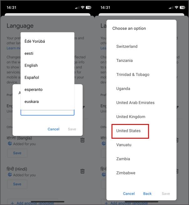 如何變更 Google 帳戶中的語言