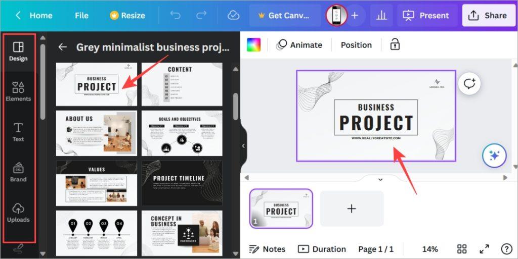 如何使用 Canva 建立和進行演示