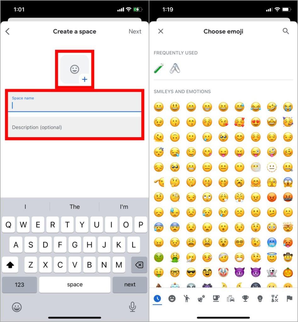 如何在行動裝置上的 Google Chat 中建立空間