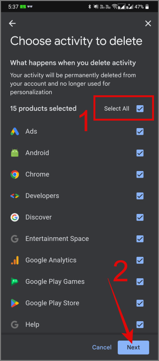 如何存取和刪除您的所有 Google 活動