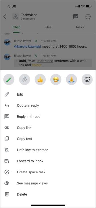 如何在行動裝置上的 Google Chat 中建立空間