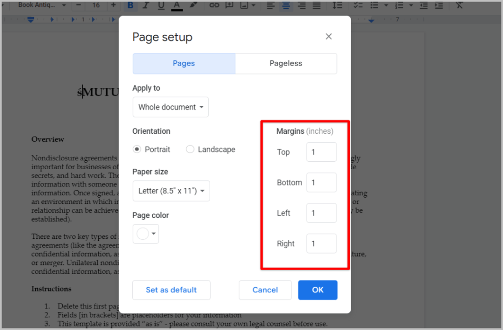 更改 Google 文件頁邊距的 3 種方法
