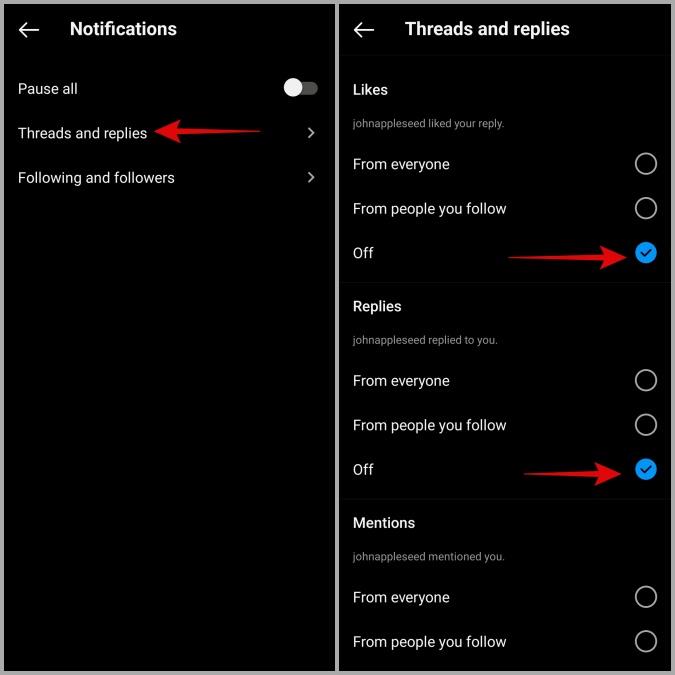 如何暫停、靜音和停用 Threads 應用程式通知