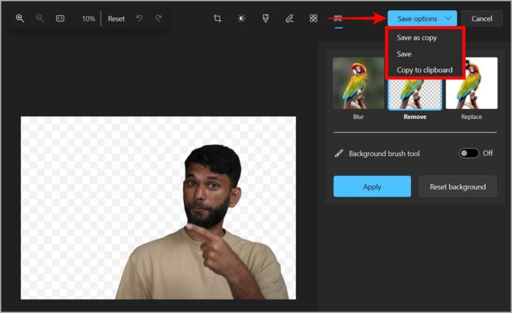 如何在 Windows 照片應用程式中使背景透明